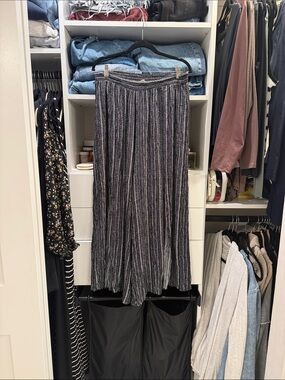 Promesa Black and Gray Striped Maxi Coverup